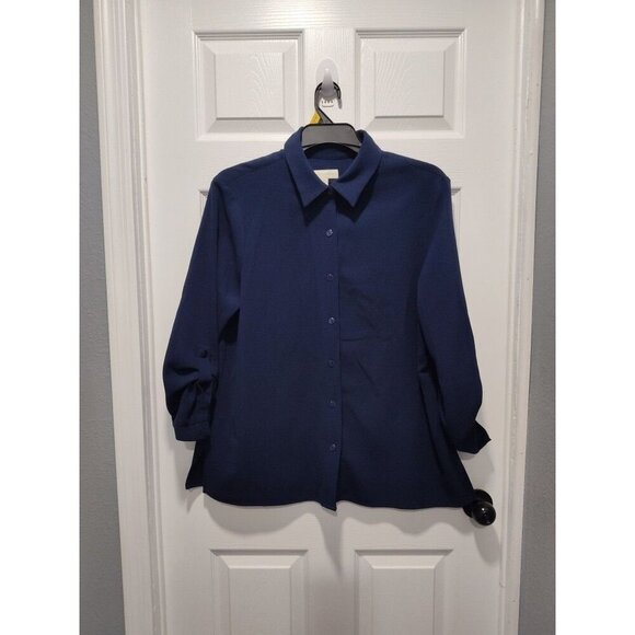 Appleseed's Wrinkle Free Button Collared LS Blouse Size‎ 18W Classic Career - Picture 1 of 2